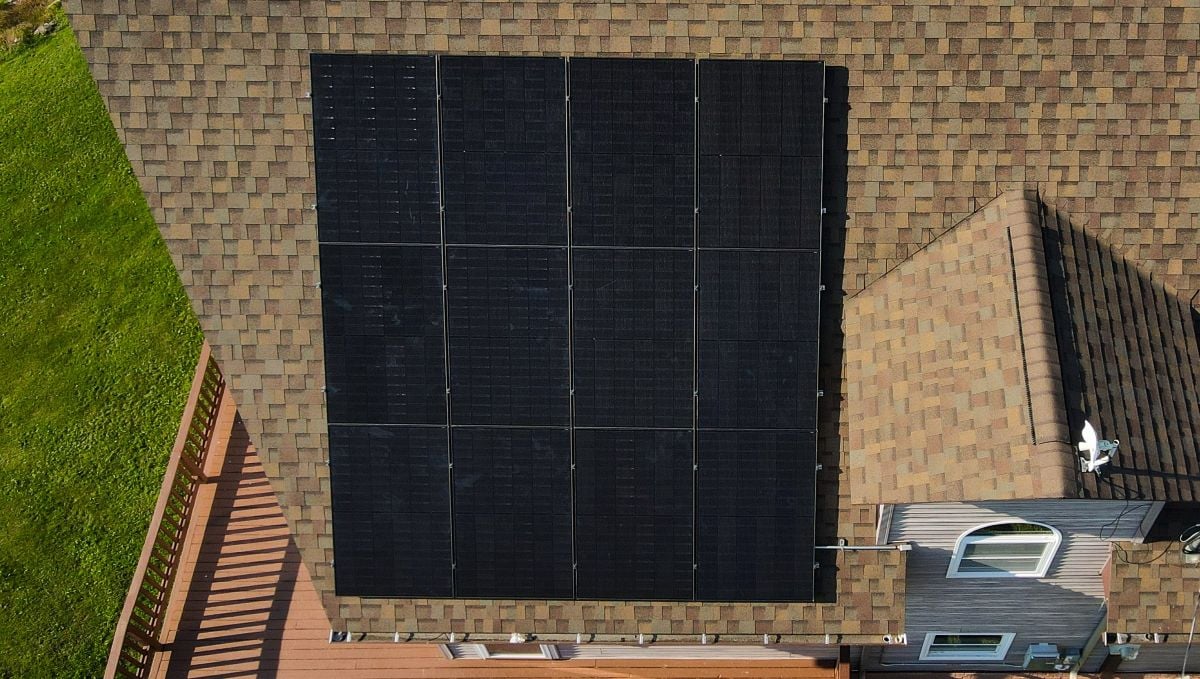Large solar panel on a roof
